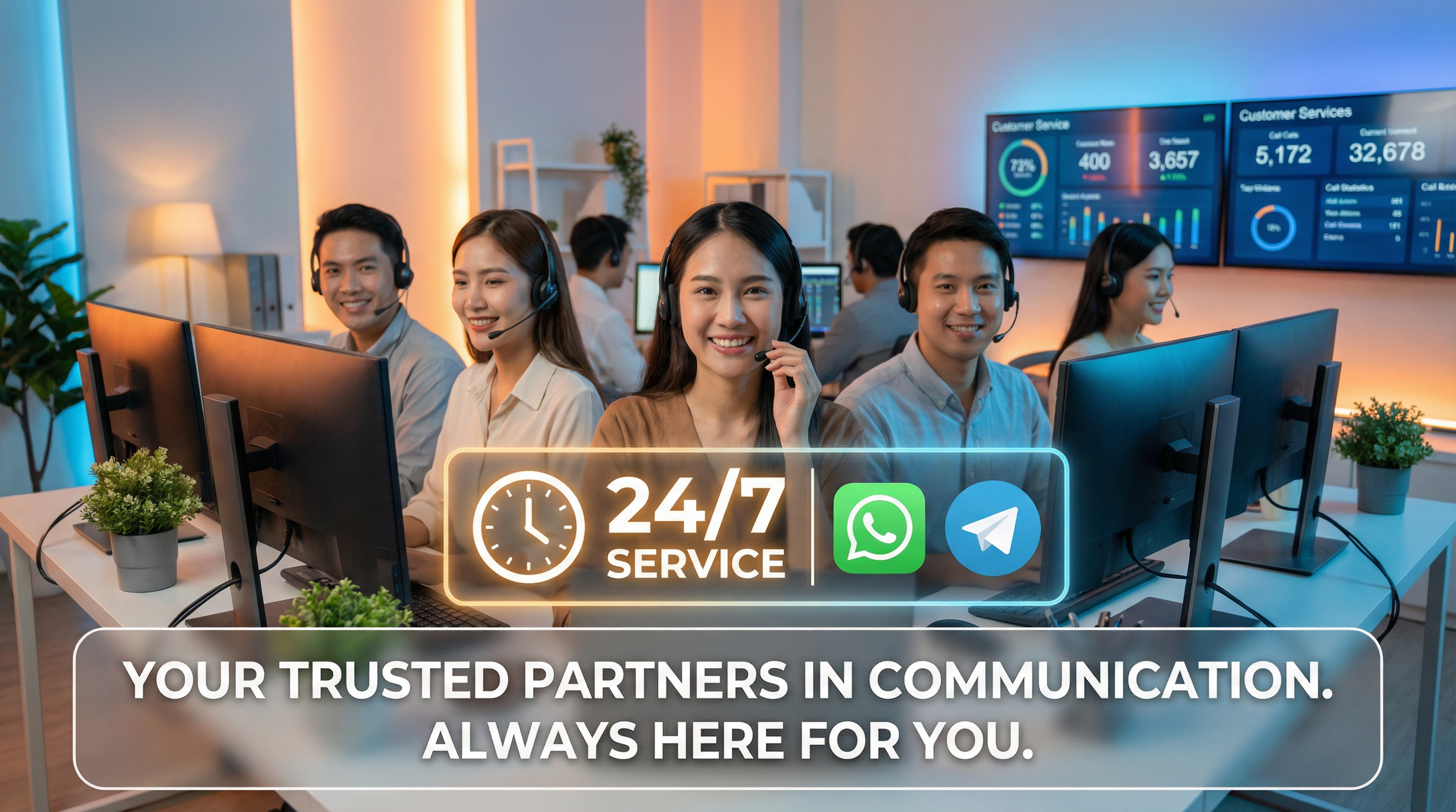 东升国际专业客服团队24/7在线服务,支持WhatsApp和Telegram